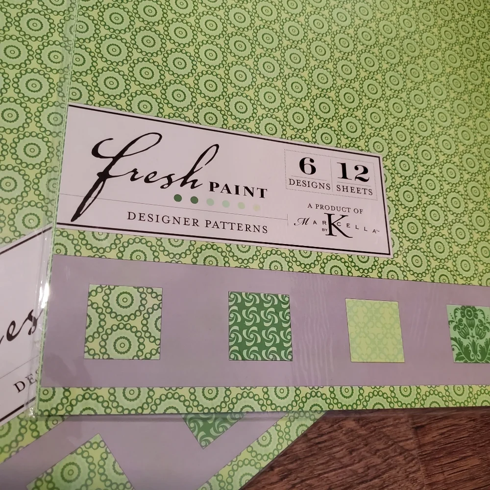 K and Company Marcella Fresh Paint Scrapbooking Paper Designer Pattern Green New